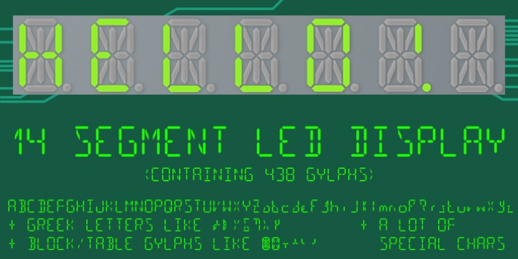 14 Segment LED Display font preview