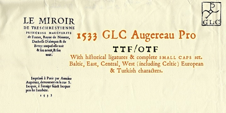 1533 GLC Augereau Pro font preview