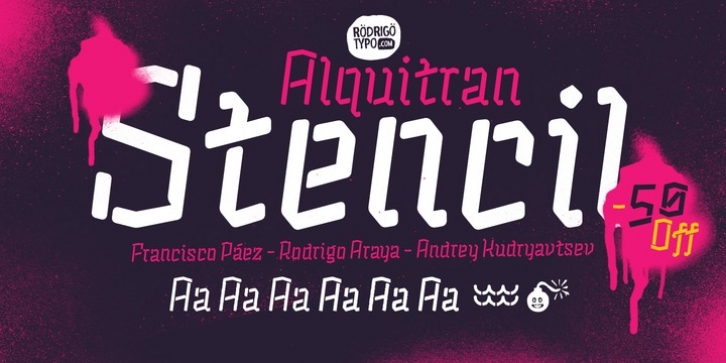 Alquitran Stencil font preview