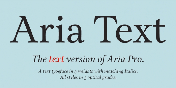 Aria Text font preview