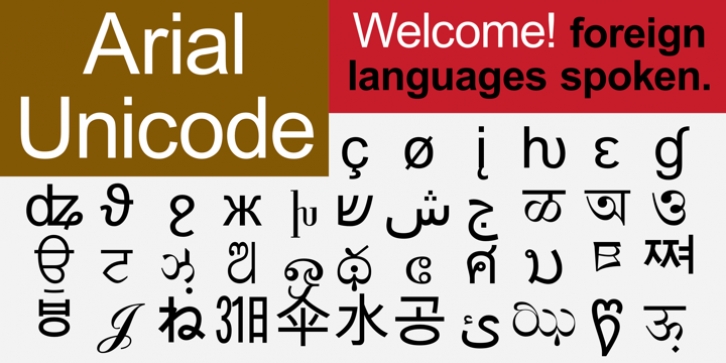 Arial Unicode font preview