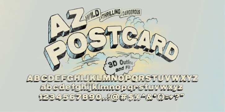 AZ Postcard 3D font preview