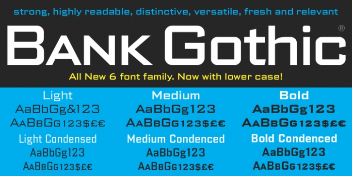 Bank Gothic font preview
