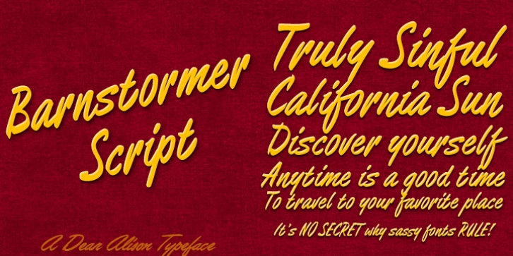 Barnstormer Script font preview