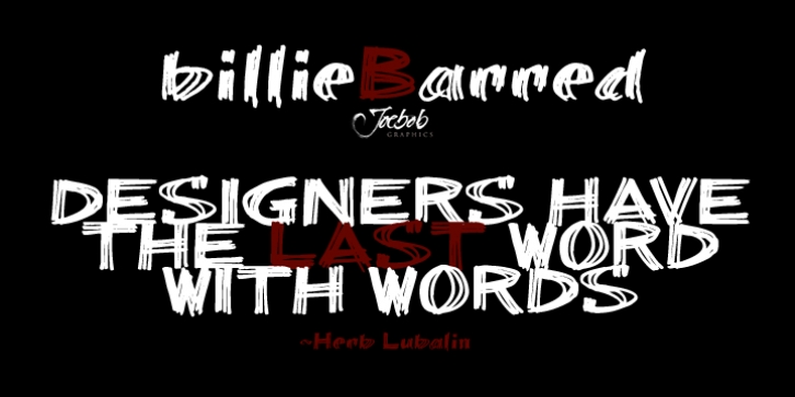 billieBarred font preview