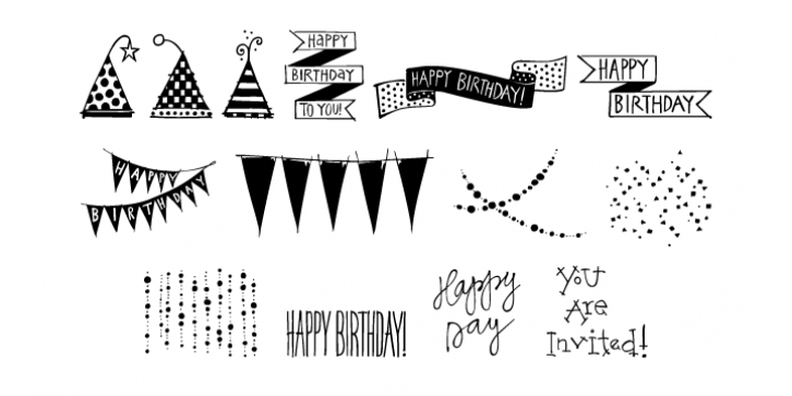 Birthday Doodles font preview