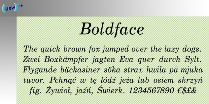 Boldface font preview