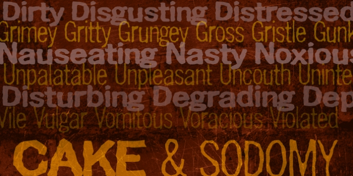 Cake  Sodomy AOE font preview