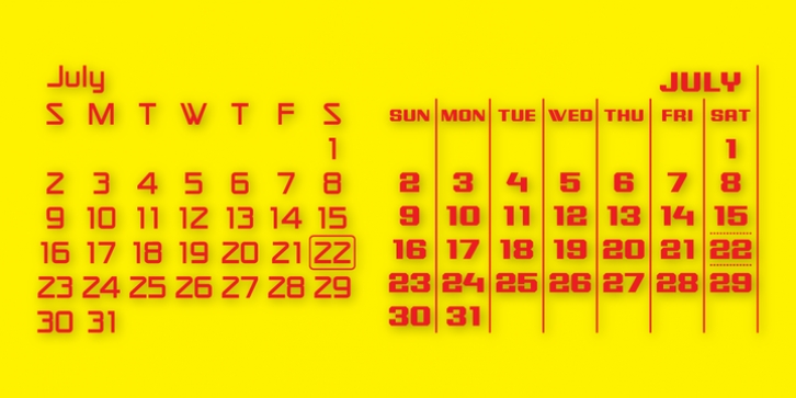 Calendar Font font preview