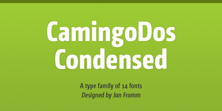 CamingoDos Condensed font preview