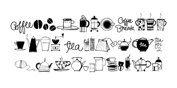 Coffee & Tea Doodles font preview