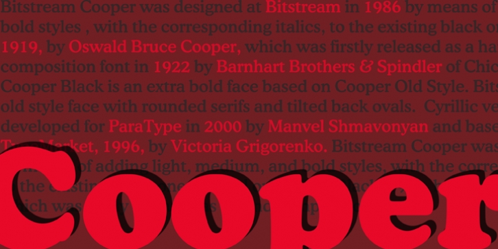 Cooper BT font preview