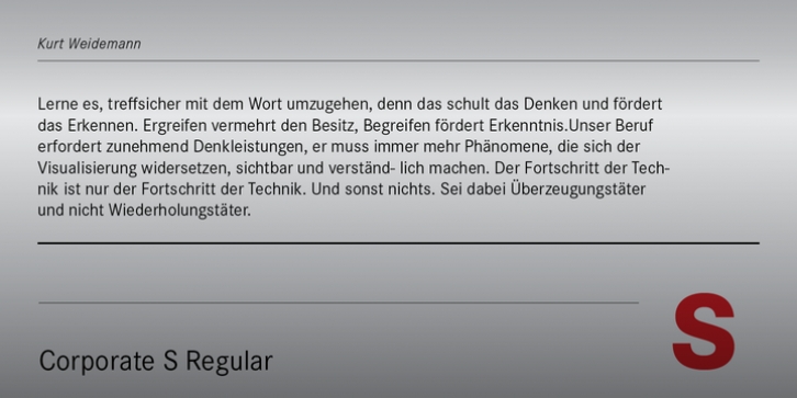 Corporate S Std font preview