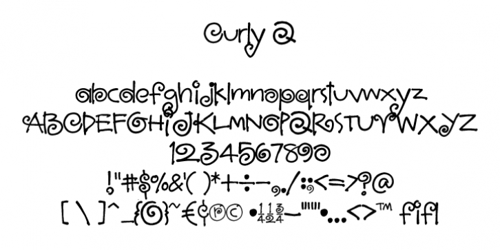 Curly Q font preview