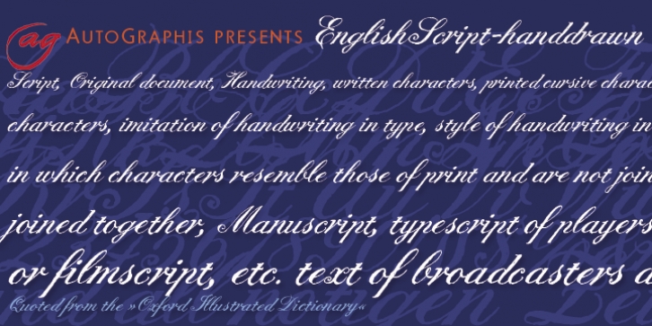 English Script Hand font preview