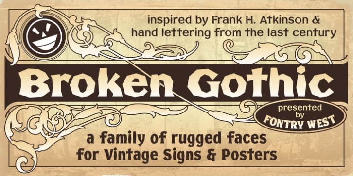 FHA Broken Gothic font preview