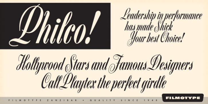 Filmotype Zanzibar font preview