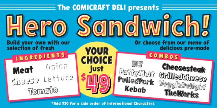 Hero Sandwich Combos font preview