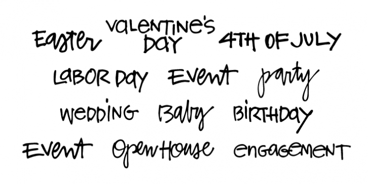Holiday And Party Words font preview