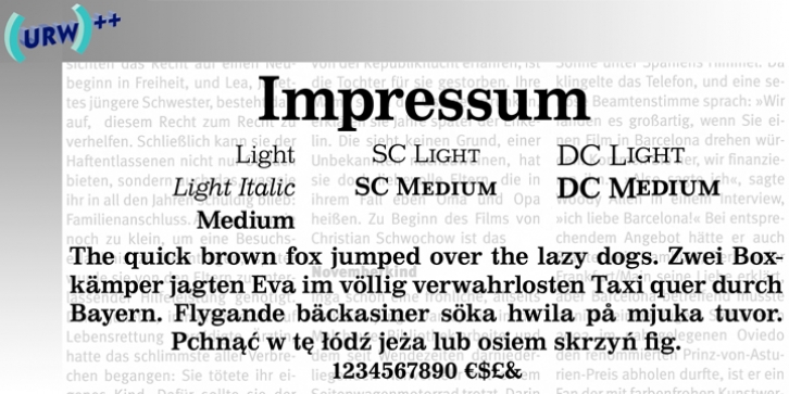 Impressum font preview