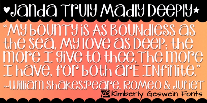 Janda Truly Madly Deeply font preview