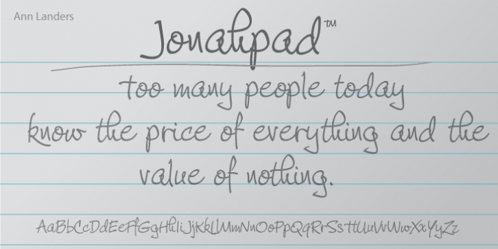 Jonahpad font preview