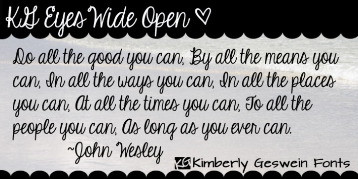 KG Eyes Wide Open font preview