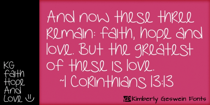 KG Faith Hope And Love font preview