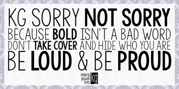 KG Sorry Not Sorry font preview