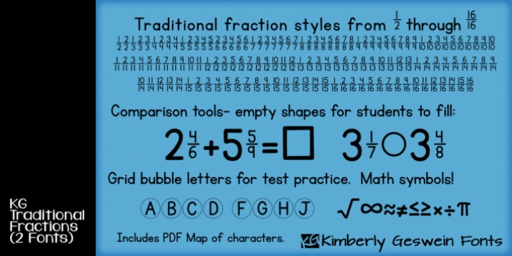 KG Traditional Fractions font preview