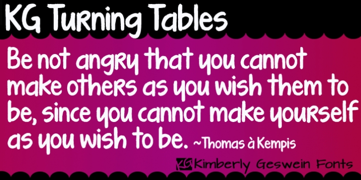 KG Turning Tables font preview
