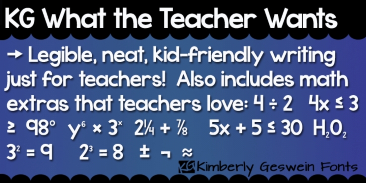 KG What The Teacher Wants font preview