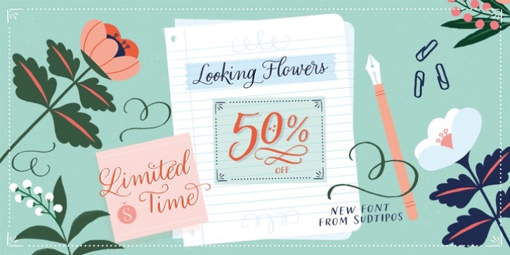 Looking Flowers font preview