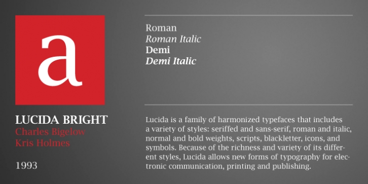 Lucida Bright font preview