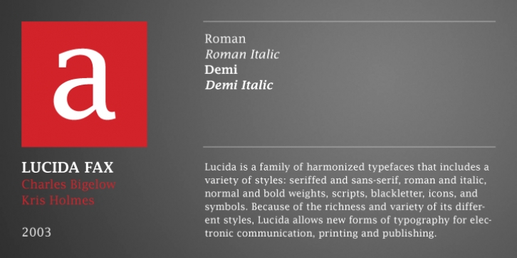 Lucida Fax font preview