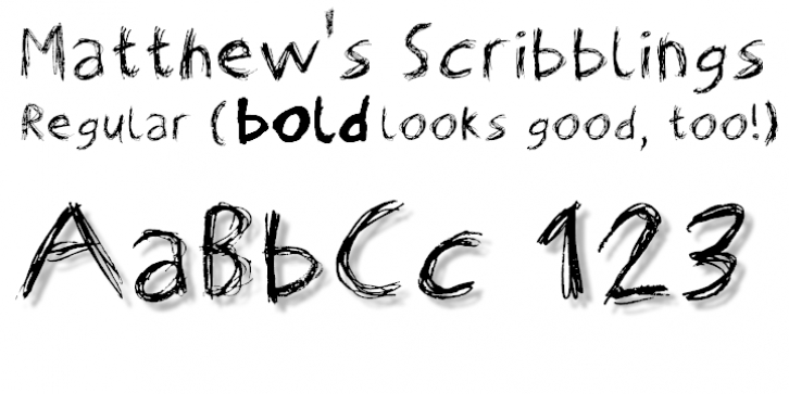 Matthew's Scribblings font preview
