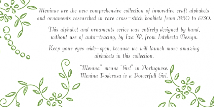 Menina Poderosa Ornaments font preview