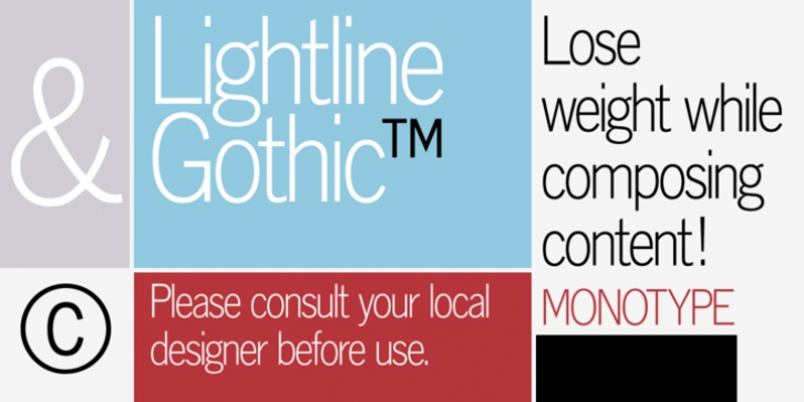 Monotype Lightline Gothic font preview