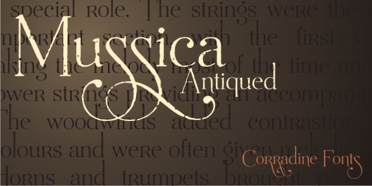 Mussica Antiqued font preview