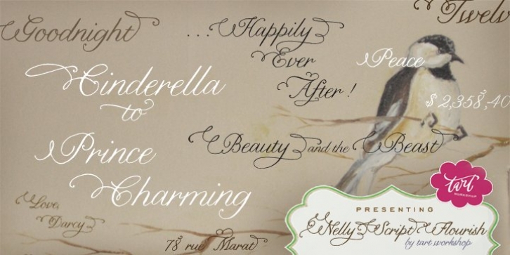 Nelly Script Flourish font preview