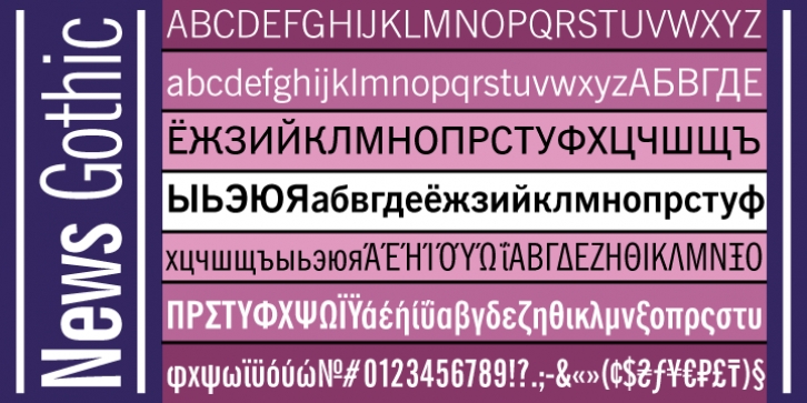 News Gothic font preview