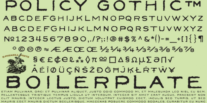 Policy Gothic font preview