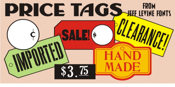 Price Tags JNL font preview