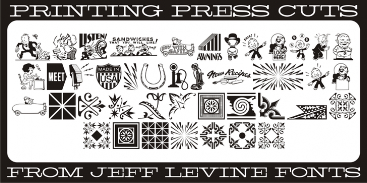 Printing Press Cuts JNL font preview