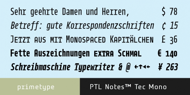 PTL Notes Tec Mono font preview