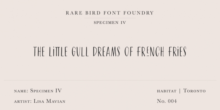 Rare Bird Specimen IV font preview