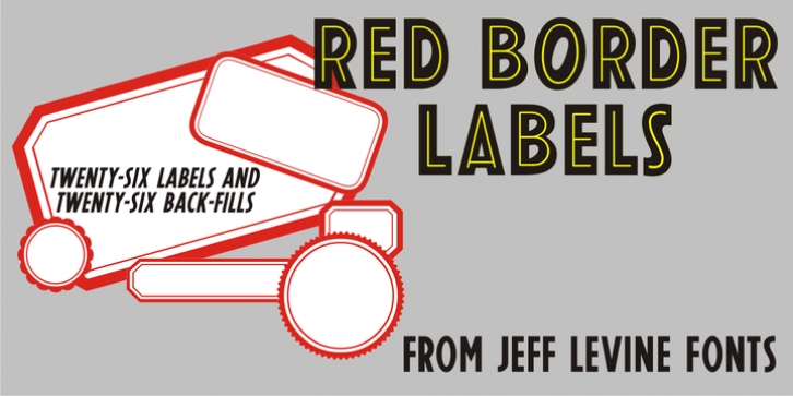 Red Border Labels JNL font preview