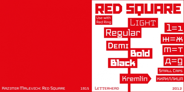 Red Square font preview