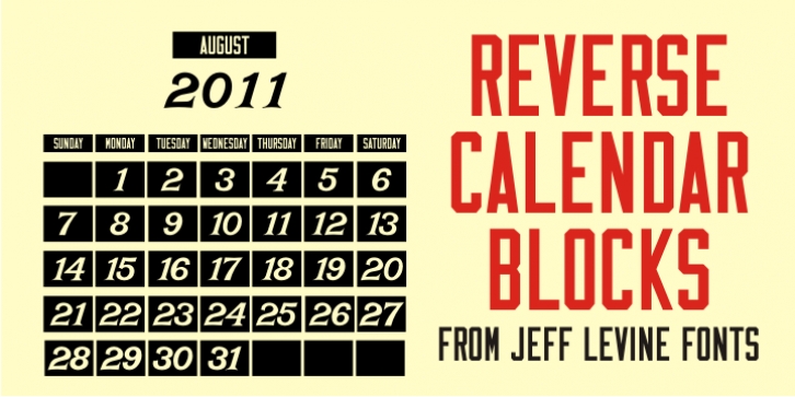 Reverse Calendar Blocks JNL font preview