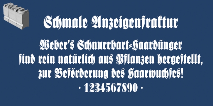 Schmale Anzeigenfraktur font preview